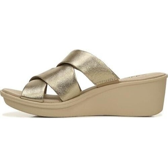 Naturalizer Rowena Womens Leather Slip on Slide Sandals, Warm Silver Leather, 9W - Picture 2 of 7